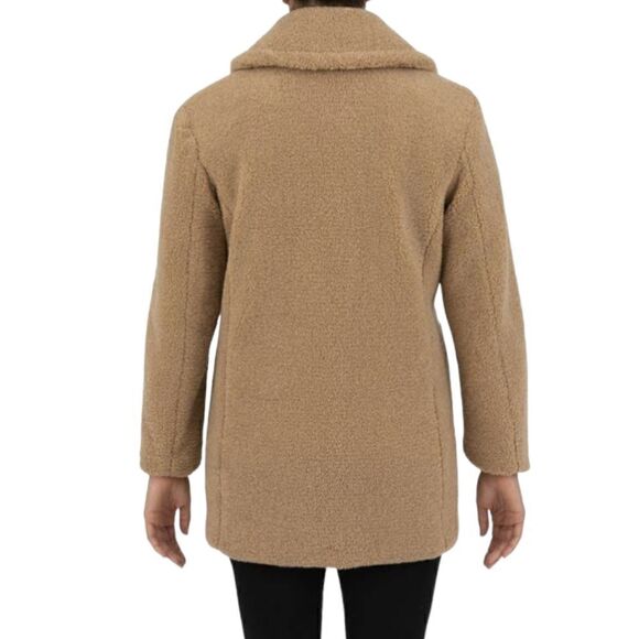 Kensie Women's Faux Fur Tan Butterscotch Teddy Double Breasted Jacket Size L - Picture 3 of 13